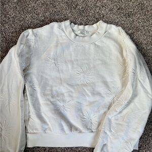 Z Supply Cream slightly cropped Ribbed Sweatshirt